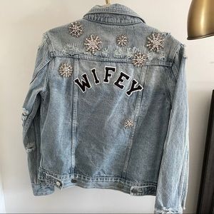 Chosen Wifey Denim Embellished Jacket NWT $500